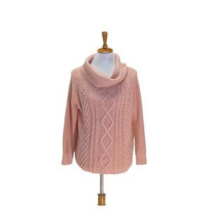 Billabong Oversized Balletore Chunky turtleneck cable knit sweater pink size L
